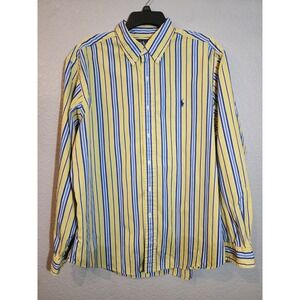 Ralph Lauren Men's Dress Shirt Size XL Yellow Stripe Long Sleeve Button Down